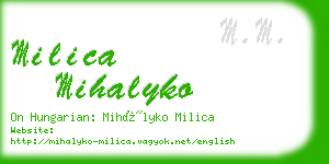 milica mihalyko business card
